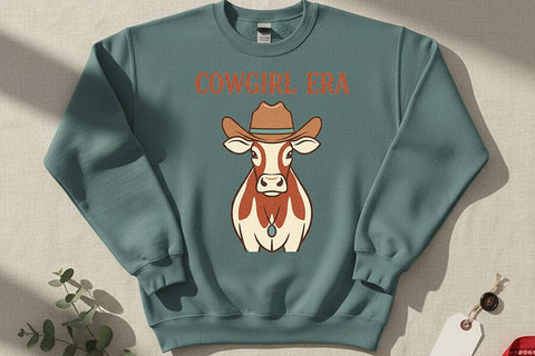 Cowgirl Era Png, Western Cowgirl Sublimation Design, Cute Cow with Cowboy Hat Graphic, Country Concert Shirt Png, Rodeo Western Clipart SVG TiffsCraftyCreations 