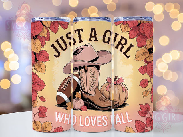 Cowgirl Fall Football Tumbler Wrap, Western Autumn Wrap, 20oz Sublimation, Country Football Cup, Autumn Sports Mug, Cowgirl Fall Tumbler, Football Lover Drinkware Sublimation SvggirlplusArt 