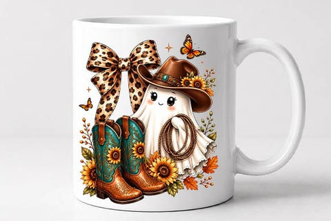 Cowgirl Ghost Boots Halloween PNG, Western Sublimation Design SVG BillahCrafts 