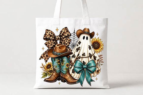 Cowgirl Ghost Boots Halloween PNG, Western Sublimation Design SVG BillahCrafts 