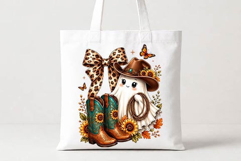 Cowgirl Ghost Boots Halloween PNG, Western Sublimation Design SVG BillahCrafts 