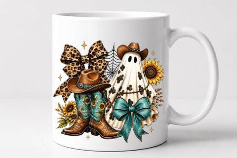 Cowgirl Ghost Boots Halloween PNG, Western Sublimation Design SVG BillahCrafts 