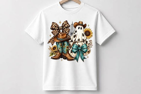 Cowgirl Ghost Boots Halloween PNG, Western Sublimation Design SVG BillahCrafts 