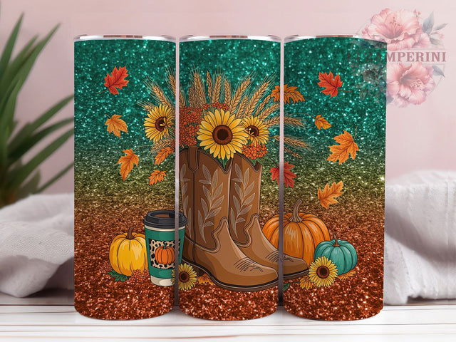 Cowgirl Glitter Pumpkin Fall Tumbler Wrap, Glitter Pumpkin Png, Cowgirl Fall Tumbler, 20oz Skinny Tumbler Png, Fall Vibes Png, Pumpkin Boots Png, Sparkly Autumn Tumbler Sublimation Li Zamperini 