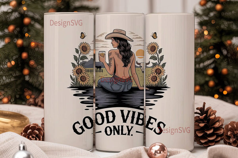 Cowgirl Good Vibes 20oz Tumbler Wrap Sublimation DesignSVG 