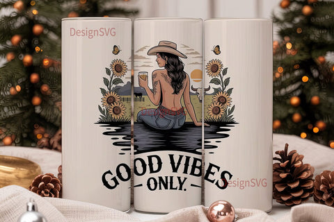 Cowgirl Good Vibes 20oz Tumbler Wrap Sublimation DesignSVG 