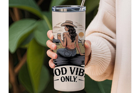 Cowgirl Good Vibes 20oz Tumbler Wrap Sublimation DesignSVG 