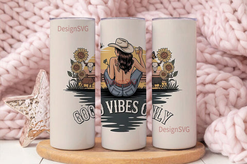 Cowgirl Good Vibes 20oz Tumbler Wrap Sublimation DesignSVG 