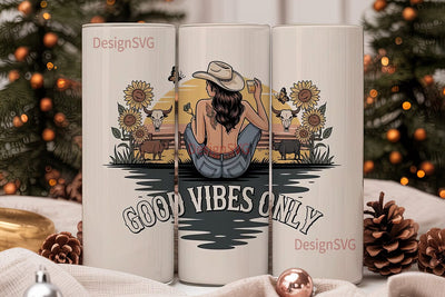 Cowgirl Good Vibes 20oz Tumbler Wrap Sublimation DesignSVG 
