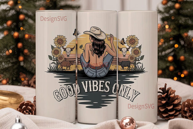Cowgirl Good Vibes 20oz Tumbler Wrap Sublimation DesignSVG 