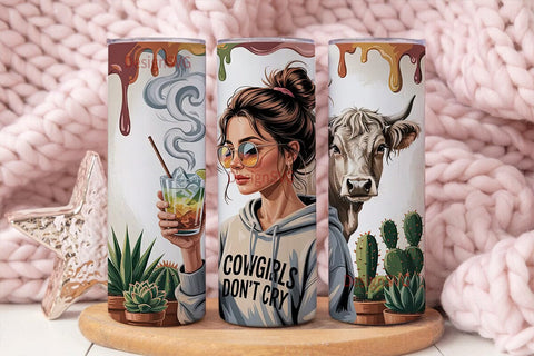 Cowgirl & Highland Cow 20oz Tumbler Wrap Sublimation DesignSVG 