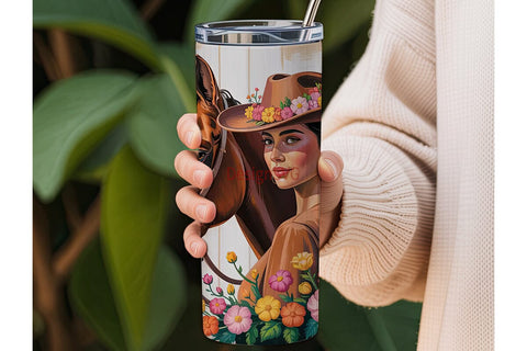 Cowgirl & Horse 20oz Tumbler Wrap Sublimation DesignSVG 