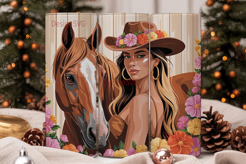 Cowgirl & Horse 20oz Tumbler Wrap Sublimation DesignSVG 