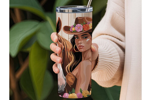 Cowgirl & Horse 20oz Tumbler Wrap Sublimation DesignSVG 