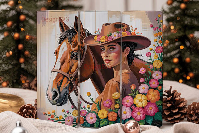 Cowgirl & Horse 20oz Tumbler Wrap Sublimation DesignSVG 