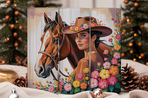 Cowgirl & Horse 20oz Tumbler Wrap Sublimation DesignSVG 