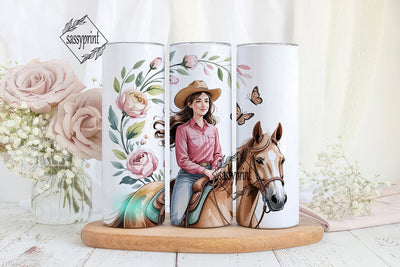 Cowgirl Horse 20oz Tumbler Wrap Sublimation sassyprint 