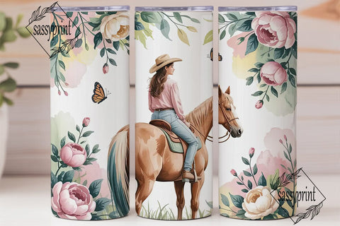 Cowgirl Horse 20oz Tumbler Wrap Sublimation sassyprint 