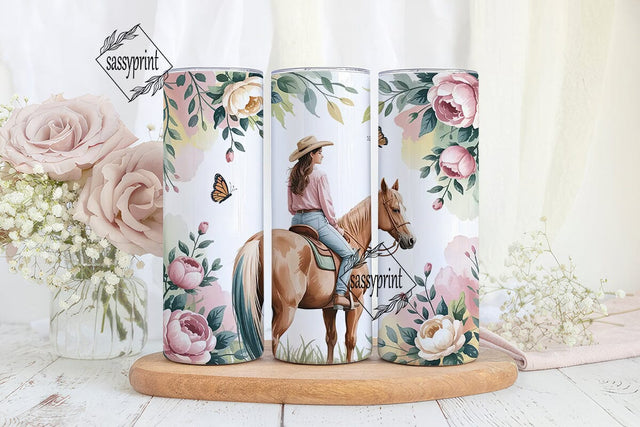 Cowgirl Horse 20oz Tumbler Wrap Sublimation sassyprint 