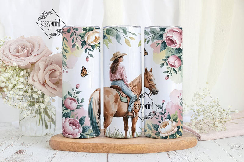 Cowgirl Horse 20oz Tumbler Wrap Sublimation sassyprint 