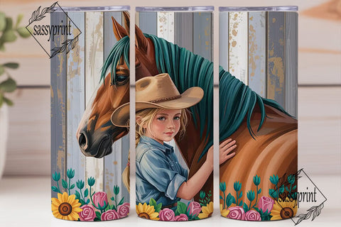 Cowgirl & Horse Floral 20oz Tumbler Wrap Sublimation sassyprint 