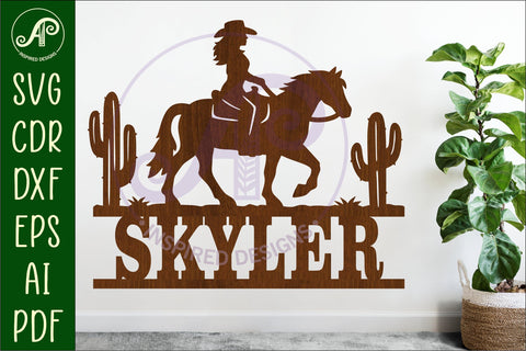 Cowgirl Horse Rider SVG -Western Cowboy Silhouette -Ranch SVG APInspireddesigns 