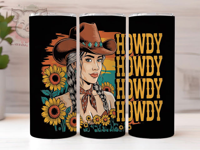 Cowgirl Howdy Western 20oz Tumbler Wrap, Howdy Western Tumbler, Rodeo Tumbler Design, 20oz Tumbler Wrap, Sublimation Tumbler Design, Western Aesthetic Tumbler, Digital Download Sublimation Lara' s Designs 