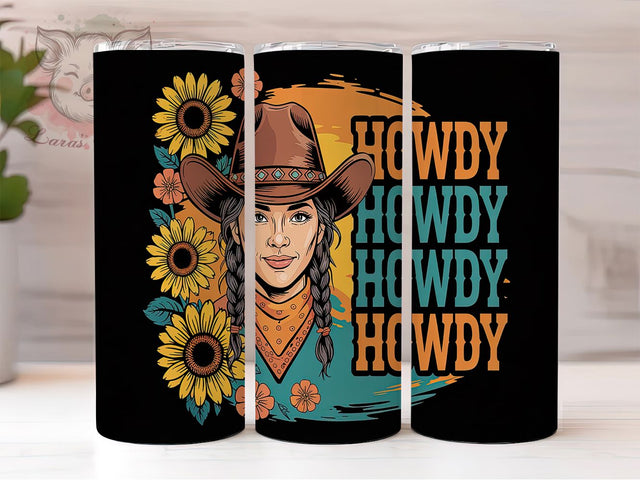 Cowgirl Howdy Western 20oz Tumbler Wrap, Howdy Western Tumbler, Rodeo Tumbler Design, 20oz Tumbler Wrap, Sublimation Tumbler Design, Western Aesthetic Tumbler, Digital Download Sublimation Lara' s Designs 