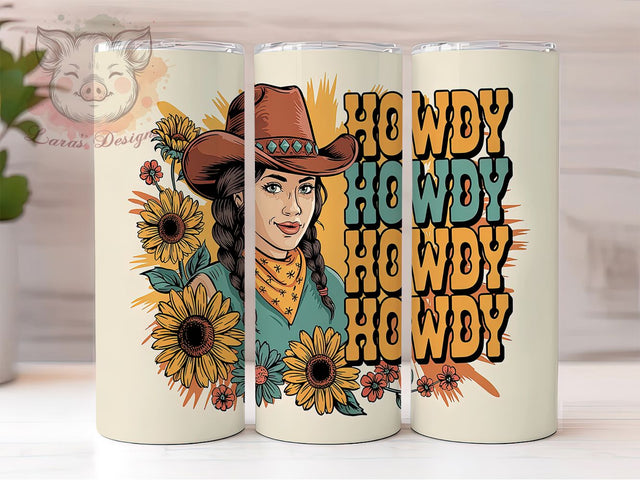 Cowgirl Howdy Western 20oz Tumbler Wrap, Howdy Western Tumbler, Rodeo Tumbler Design, 20oz Tumbler Wrap, Sublimation Tumbler Design, Western Aesthetic Tumbler, Digital Download Sublimation Lara' s Designs 