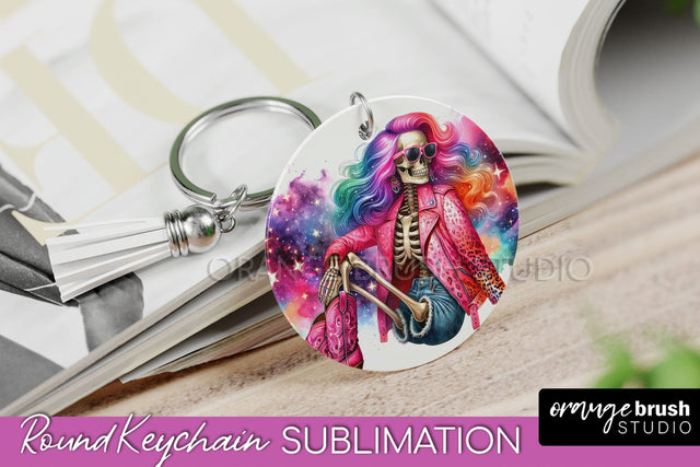 Cowgirl Keychain - Halloween Skeleton Keychain Sublimation Sublimation OrangeBrushStudio 