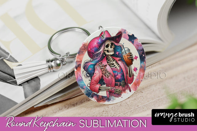 Cowgirl Keychain - Halloween Skeleton Keychain Sublimation Sublimation OrangeBrushStudio 