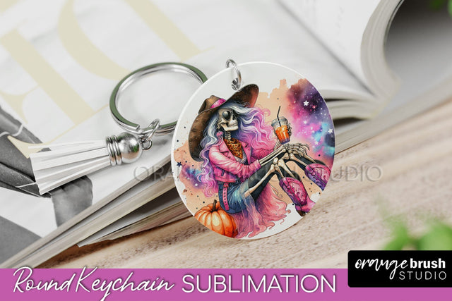 Cowgirl Keychain - Halloween Skeleton Keychain Sublimation Sublimation OrangeBrushStudio 