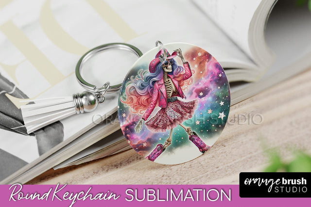 Cowgirl Keychain - Halloween Skeleton Keychain Sublimation Sublimation OrangeBrushStudio 