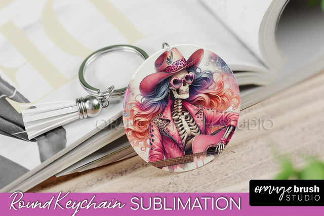 Cowgirl Keychain - Halloween Skeleton Keychain Sublimation Sublimation OrangeBrushStudio 
