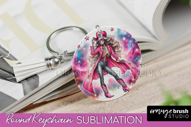 Cowgirl Keychain - Halloween Skeleton Keychain Sublimation Sublimation OrangeBrushStudio 