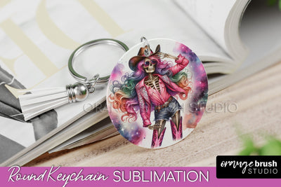 Cowgirl Keychain - Halloween Skeleton Keychain Sublimation Sublimation OrangeBrushStudio 