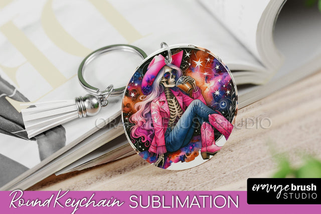 Cowgirl Keychain - Halloween Skeleton Keychain Sublimation Sublimation OrangeBrushStudio 