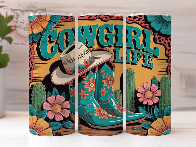 Cowgirl Life Boots 20oz Tumbler, Western Boots, Country Style, 20oz Sublimation, PNG Design, Rustic Mug, Farmhouse Gift Sublimation Lara' s Designs 