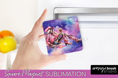 Cowgirl Magnet Sublimation - Halloween Skeleton Magnet PNG Sublimation OrangeBrushStudio 