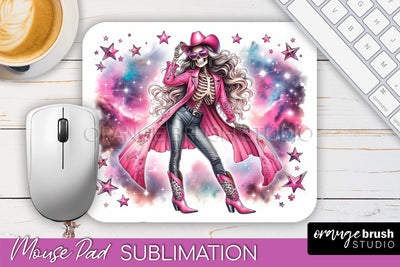 Cowgirl Mouse Pad - Halloween Skeleton Mousepad Sublimation Sublimation OrangeBrushStudio 