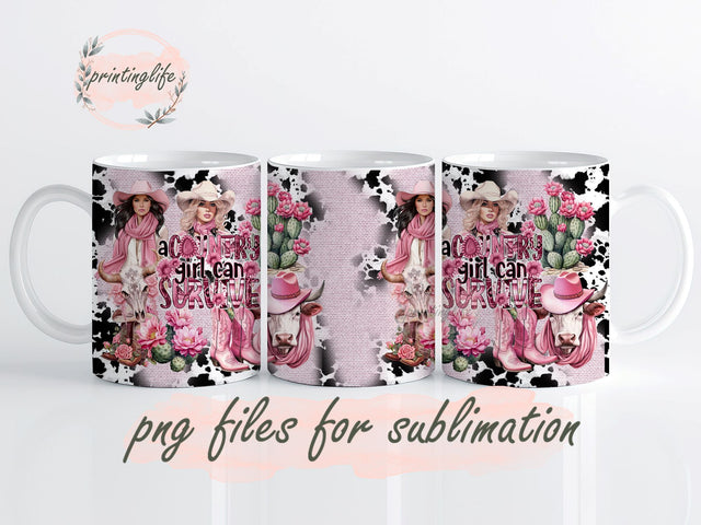 Cowgirl Mug Wrap, Cowgirl Sublimation Design PNG, Rustic Country Girl Western Mug Wrap, Yeehaw Cowgirl Boots Download 11oz Sublimation PrintingLife 