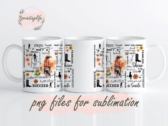 Cowgirl Mug Wrap Design, Instant Digital Design Download Mug Wrap Design, Mug Design PNG Sublimation PrintingLife 