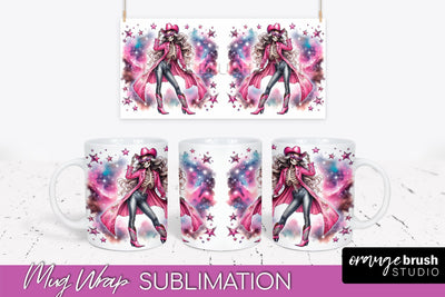 Cowgirl Mug Wrap - Halloween Skeleton Mug Sublimation Sublimation OrangeBrushStudio 