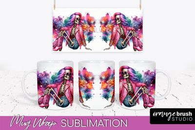 Cowgirl Mug Wrap - Halloween Skeleton Mug Sublimation Sublimation OrangeBrushStudio 