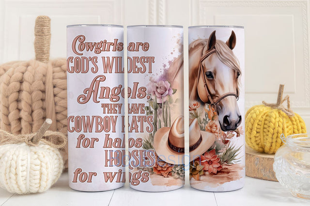 Cowgirl Quote 20oz Tumbler Wrap, Country Tumbler PNG, Southern Tumbler Design, Floral Seamless Tumbler Template, Floral Horse PNG Sublimation BouDesign 