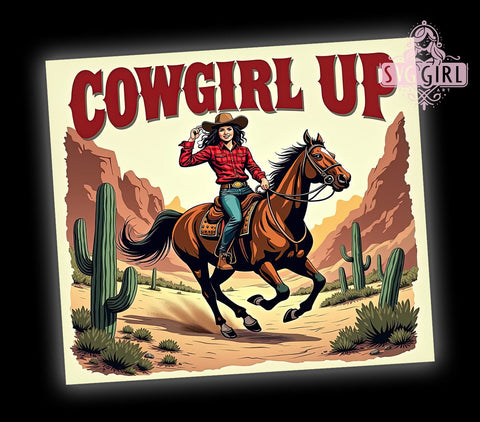 Cowgirl Retro 20oz Tumbler Wrap, Cowgirl Tumbler, Retro Western Design, Aesthetic Drinkware, 20oz Sublimation, Country Style, Western Decor, Gift for Cowgirl Sublimation SvggirlplusArt 
