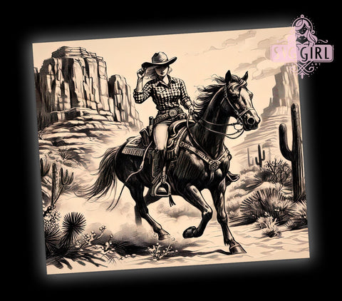 Cowgirl Retro 20oz Tumbler Wrap, Cowgirl Tumbler, Retro Western Design, Aesthetic Drinkware, 20oz Sublimation, Country Style, Western Decor, Gift for Cowgirl Sublimation SvggirlplusArt 