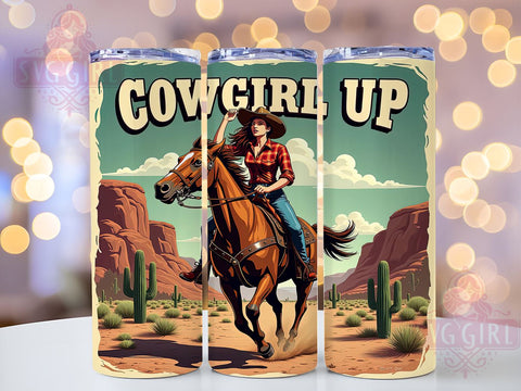 Cowgirl Retro 20oz Tumbler Wrap, Cowgirl Tumbler, Retro Western Design, Aesthetic Drinkware, 20oz Sublimation, Country Style, Western Decor, Gift for Cowgirl Sublimation SvggirlplusArt 