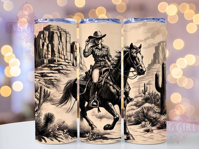 Cowgirl Retro 20oz Tumbler Wrap, Cowgirl Tumbler, Retro Western Design, Aesthetic Drinkware, 20oz Sublimation, Country Style, Western Decor, Gift for Cowgirl Sublimation SvggirlplusArt 