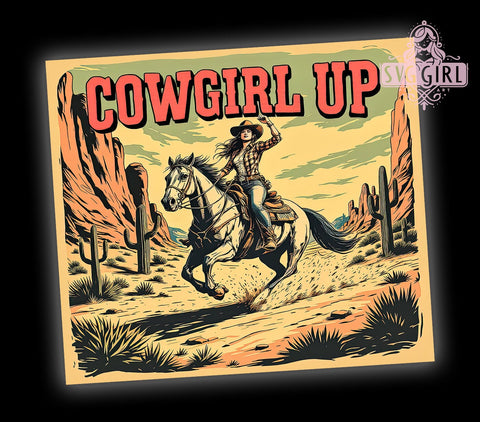 Cowgirl Retro 20oz Tumbler Wrap, Cowgirl Tumbler, Retro Western Design, Aesthetic Drinkware, 20oz Sublimation, Country Style, Western Decor, Gift for Cowgirl Sublimation SvggirlplusArt 